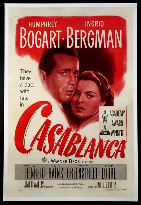 Casablanca Humphrey Bogart Ingrid Bergman R1949 Vintage Movie Poster Linenbacked Be Sure To