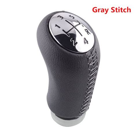 Generic Black Gray Stitch Chromed Cap Mt Gear Shift Knob For Renault