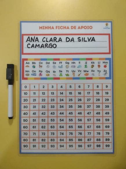 Ficha de Apoio 2 Crachá Alfabeto e Numerais Elo7