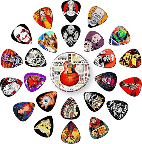 Amazon Guitar Picks Pack Thin Medium Heavy Picks With Tin Box