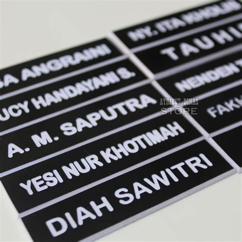 Jual Name Tag Custom Papan Nama ASN Grafir Ukir Ukuran 8X2 Cm 1 JAM