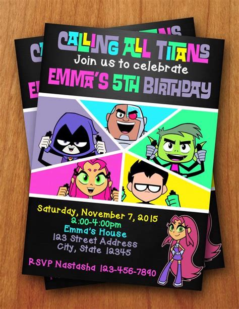 Teen Titans Go Digital Birthday Invitation By ThePurpleMonkeyShop