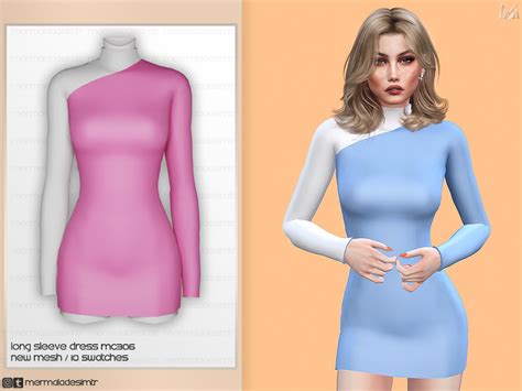 The Sims Resource Long Sleeve Dress MC306 Long Sleeve Dress Ditsy