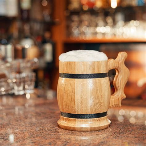 Impressive Handmade Wooden Beer Mug Oak Wood Pint Beer Stein Etsy