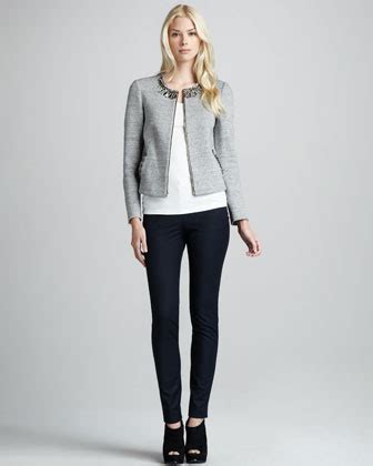 Elizabeth And James Quinn Bead Trim Jacket Makino Slim Pants On PopScreen