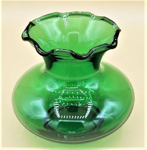 Vintage Mcm Green Clear Glass Vase Anchor Hocking Etsy