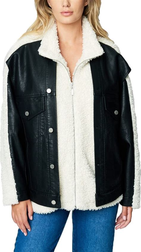 Blank Nyc Womens Luxury Clothing Sherpa Vegan Leather Trucker Jacket