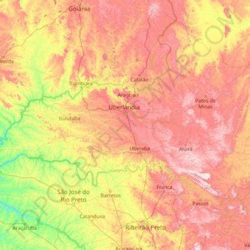 Mapa Topogr Fico Mesorregi O Tri Ngulo Mineiro Alto Paranaiba Altitude