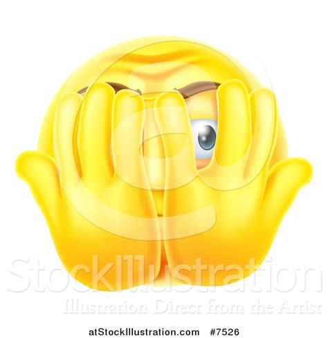 Vector Illustration of a 3d Yellow Smiley Emoji Emoticon Covering His Face and Peeking Through ...