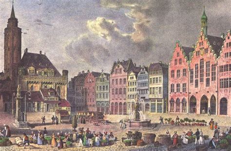 Isidore Laurent Deroy Frankfurt am Main Römerberg rond 1840