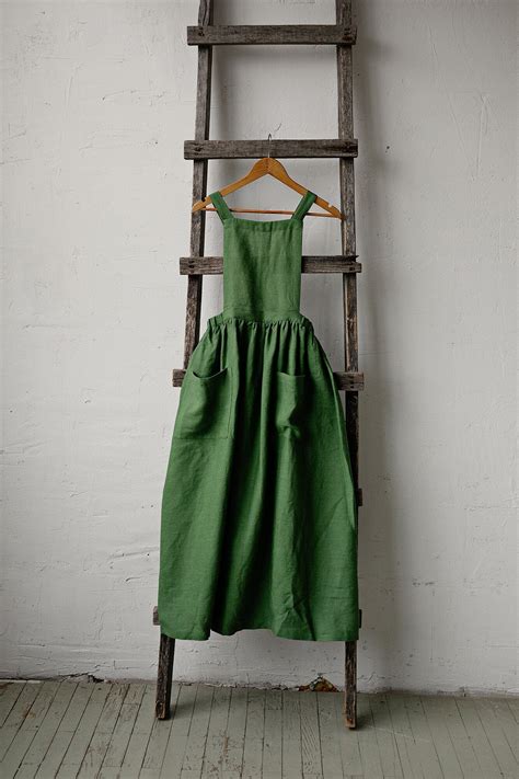 Apple Green Cottage Linen Dress Allthebeautifullinen