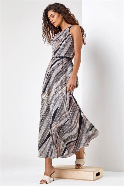 Abstract Print Maxi Dress In Black Roman Originals Uk