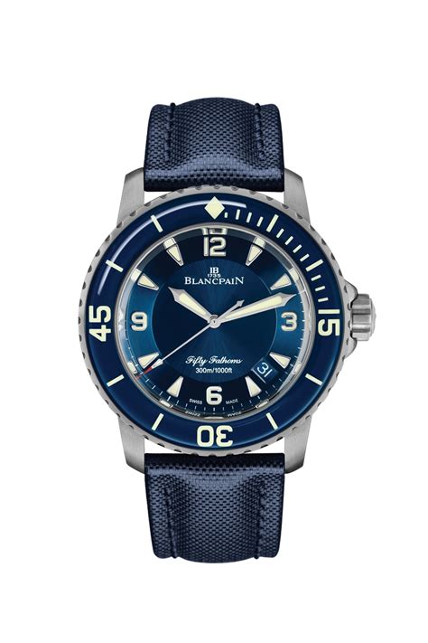 Blancpain B O A Fifty Fathoms Titanium Blue Sailcloth