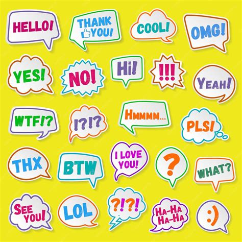 Premium Vector Stickers Of Speech Bubbles Color Set With Shadows