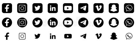 Collezione Del Famoso Logo Dei Social Media Fotografia Editoriale