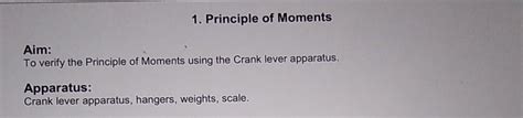 Solved 1 Principle Of Moments Aim To Verify The Principle