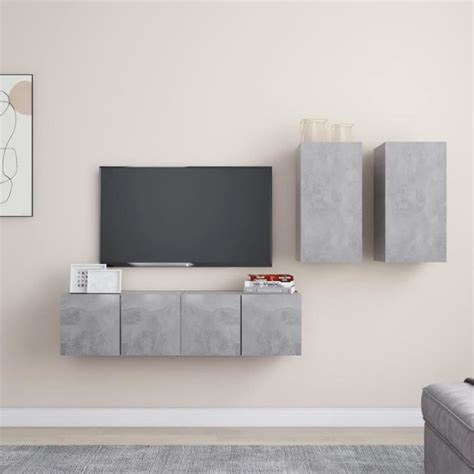 Ensemble De Meuble Tv Pcs Gris B Ton Agglom R Ab Nouveau