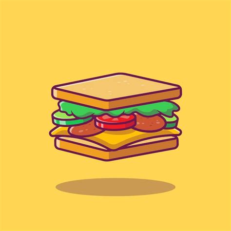 Premium Vector Sandwich Cartoon Illustration