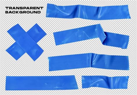 Um Conjunto De Fita Azul Em Fundo Transparente Psd Premium