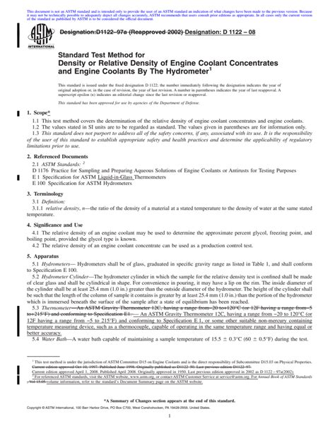 ASTM D1122 08 Standard Test Method For Density Or Relative Density Of