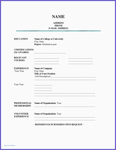 Free Printable Fill In The Blank Resumes Resume Resume Examples