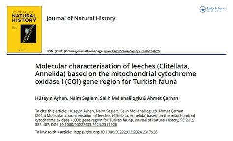 PDF Molecular Characterisation Of Leeches Clitellata Annelida