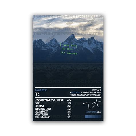 KANYE WEST Album Poster | Ye – ChordPrints