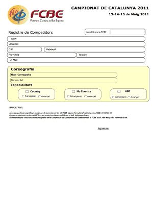 Fillable Online Fcbe Registro De Competidores Competici N Puntuable