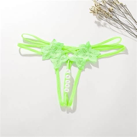 Women Lace Pearl Thong G String Panties Lingerie Underwear Crotchles T Back Ebay