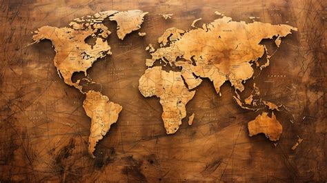 Premium Photo A Beautiful World Map Made Of Wood The Map Is A 3d