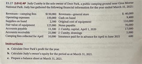 Solved E1 17 LO 6 AP Judy Cumby Is The Sole Owner Of Deer Chegg