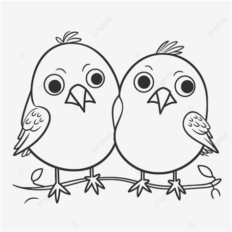 Two Birds Sitting On A Branch Coloring Page Outline Sketch Drawing