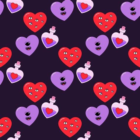 Premium Vector Seamless Pattern Valentines Day Hearts Groovy Letter