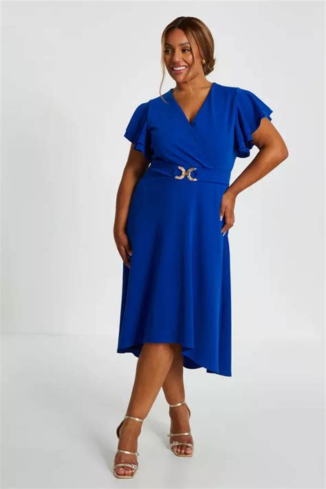 Curve Royal Blue Skater Midi Dress Quiz Clothing