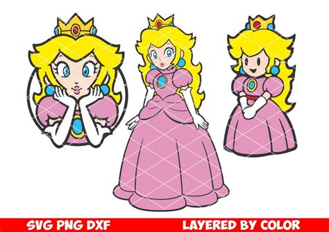 Princess Peach Svg Capas por color Bundle 3 en 1 Easy Cut Etsy España