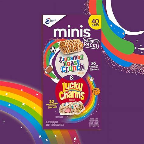 General Mills Lucky Charms And Cinnamon Toast Crunch Minis Treat Bars Variety Pack 40 Ct