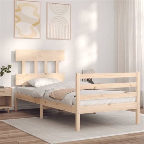 The Living Store Bedframe Met Hoofdbord Massief Hout X Cm