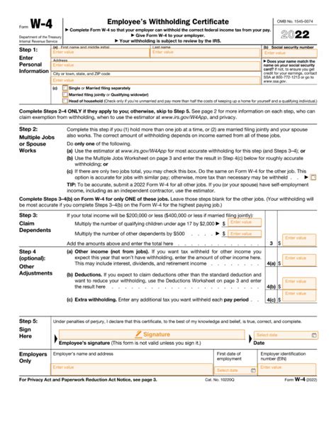 2022 W 4 Forms Printable