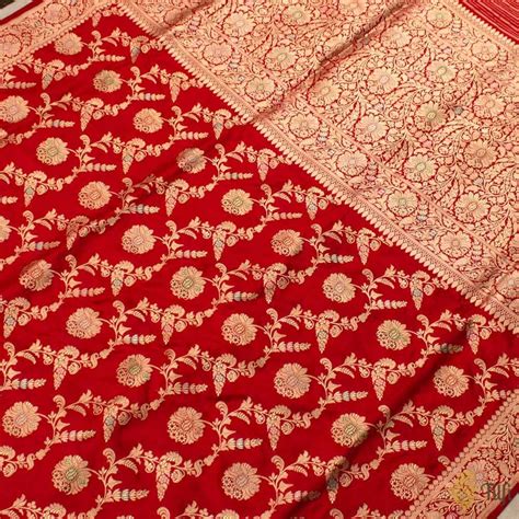 Red Pure Katan Silk Banarasi Handloom Saree Tilfi