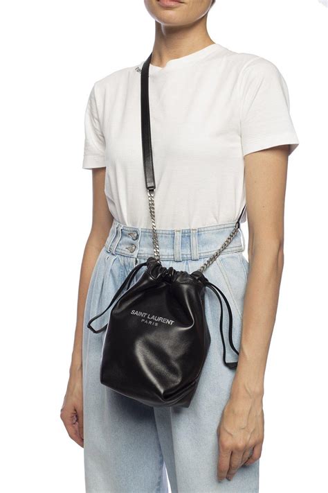 Saint Laurent Leather Teddy Bucket Bag In Black Lyst