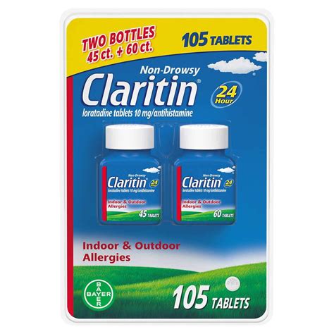 Claritin 10 Mg 24 Hour Non Drowsy Antihistamine 105 Tablets