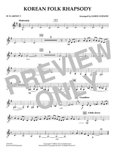 Korean Folk Rhapsody Bb Clarinet 3 Sheet Music James Curnow