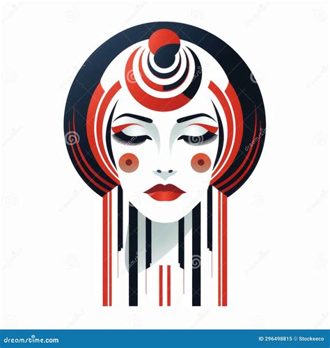 Abstract Art Deco Woman Stylized Vector Illustration Stock