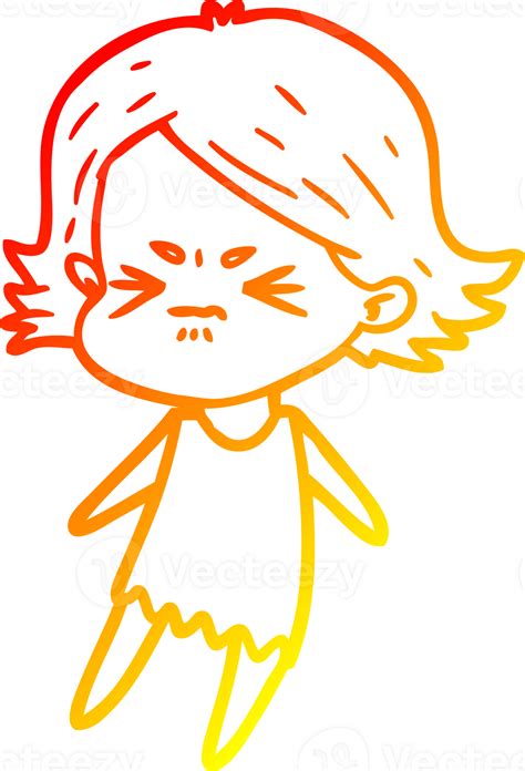 Warm Gradient Line Drawing Cartoon Angry Woman 43495054 Png