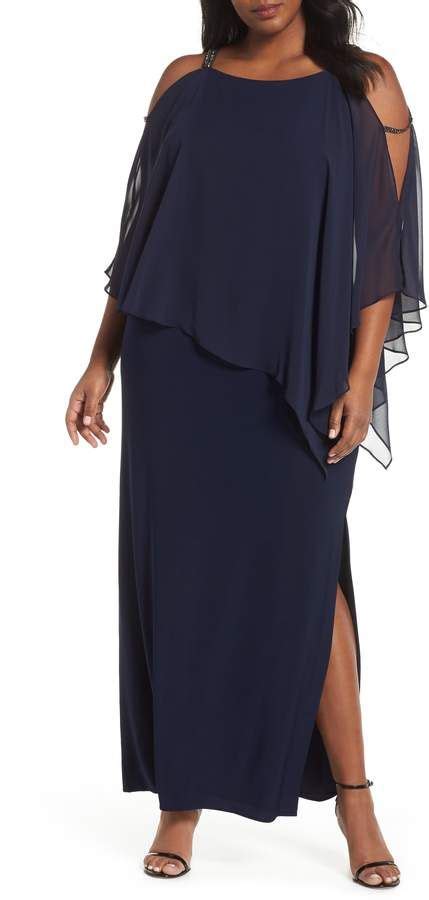 Xscape Evenings Xscape Chiffon Overlay Split Sleeve Gown Nordstrom