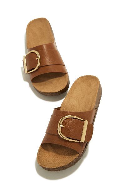 Sunset Lover Flat Slip On Sandals Tan Parallel