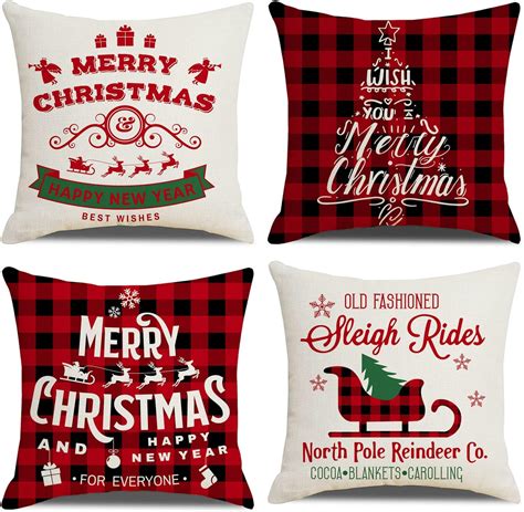 MUZENS Juego De 4 Fundas De Almohada De Navidad De 45 Cm X 45 Cm Funda