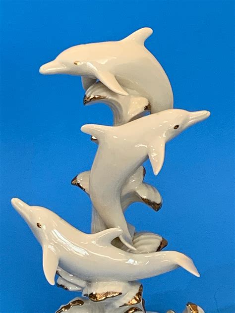 Vtg Lenox Elegant Wave Dancers Dolphin Trio Sculpture Etsy