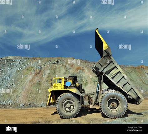 Unloading Truck In A Career Of Iron Ore Stock Photo Alamy