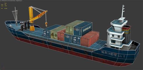 3d Model Cargo Ship Low Poly Vr Ar Low Poly Max Obj Fbx Ma Mb Tga